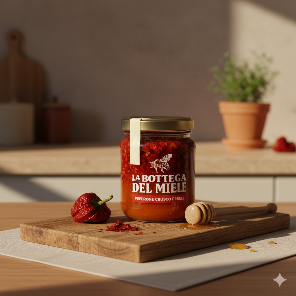 La Bottega del Miele - Miele Artigianale di Qualità Superiore | Vendita Miele Online Vasetto di CruscoMiel, crema di miele al peperone crusco