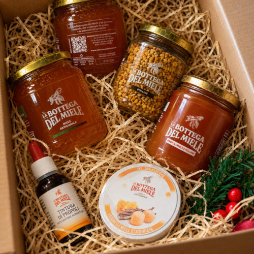 box-benessere-natale-2026 Box Benessere di Natale con polline, Propollmiel, Balsamiel, tintura di propoli, caramelle e miele di eucalipto